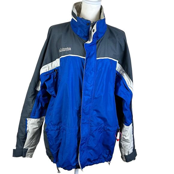Columbia Weather Jacket Men Large Blue Gray Rain Snow Hidden Zip Pockets - Picture 2 of 16